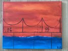 Ich bin gerne im Sonnenuntergang auf einer Brücke unterwegs. BILDER005